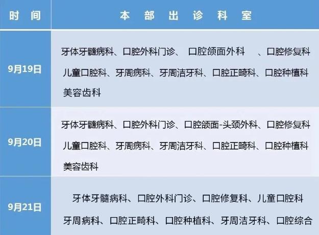 武漢仁愛口腔醫院—2021年“國慶”節出診安排如下