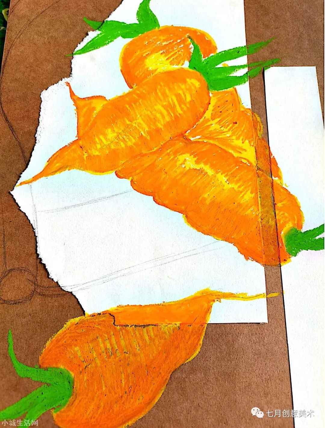 胡萝卜怎么画 油画棒胡萝卜「绘画教程」