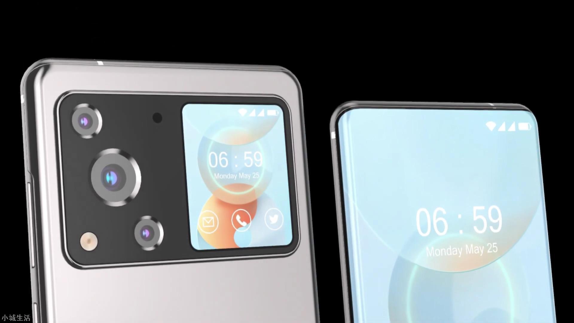华为P60Pro渲染图:屏下相机支持卫星通讯,麒麟9010+1.2寸副屏
