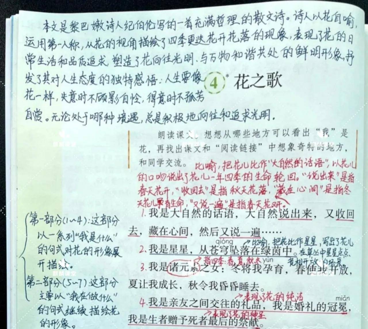 花之歌课文笔记 花之歌的主要内容