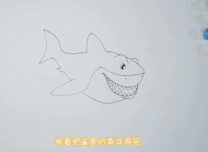 兒童學畫畫，巨型鯊魚簡筆畫怎么畫？巨型鯊魚簡筆畫的畫法