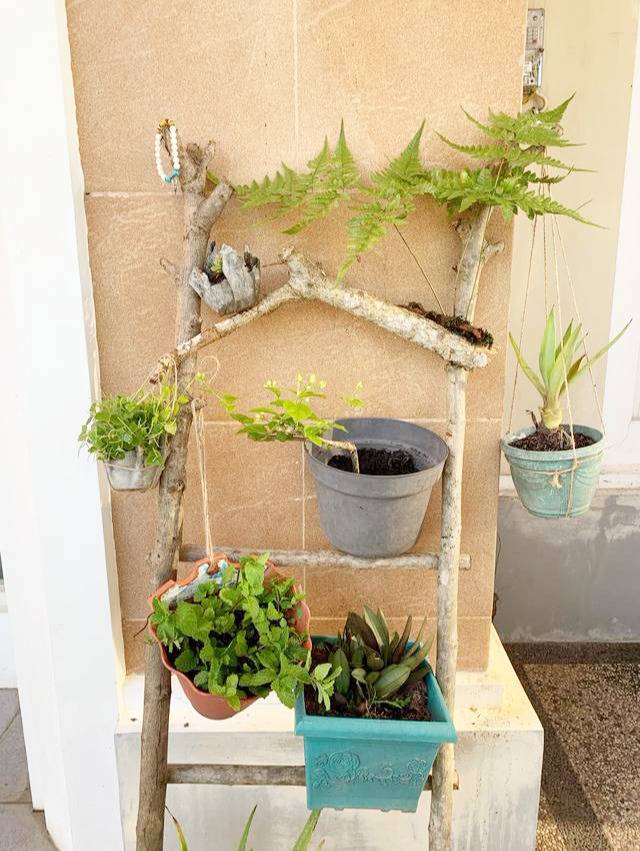 废物利用自制花架子 木条子如何自制花架