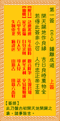 观音灵签：第一签解签 观音灵签解签