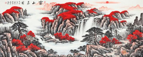 客厅沙发背景墙画之山水画，给家与众不同的美感