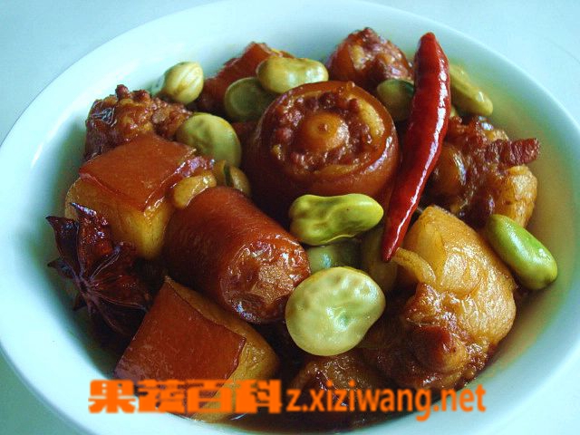 蚕豆烧猪尾做法步骤