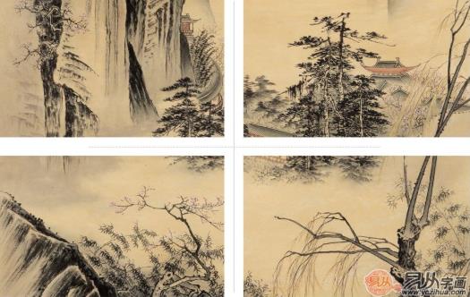 鉴赏当代中美协画家王宁山水人物画:踏歌图