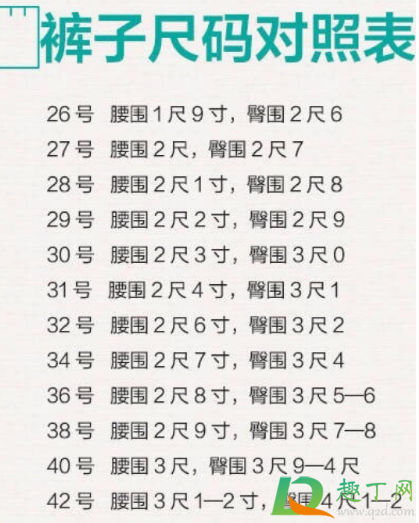 腰围尺码表怎么算