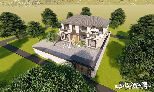 能不能推荐入户门在中间的16.5米*12米二层自建别墅户型?