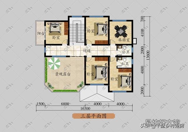 开间16米,进深12.4米怎样设计二层半房屋?