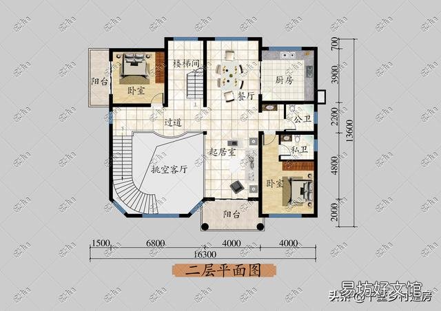 开间16米,进深12.4米怎样设计二层半房屋?