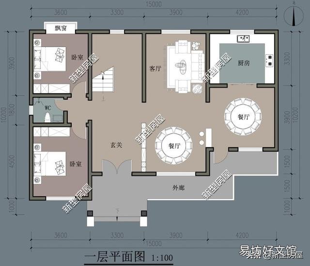 开间16米,进深12.4米怎样设计二层半房屋?