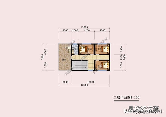 建一栋进深九米宽十三米的二层自建房,一层要大堂屋二层要多卧,如何设计?