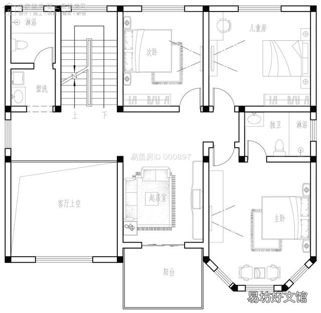 开间12米,进深12米,想建三层,一二楼大厅悬空,怎么设计方便实用?