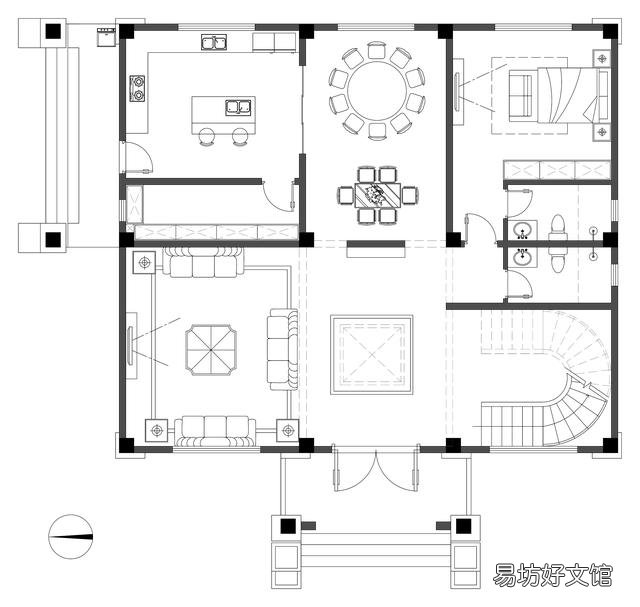 开间12米,进深12米,想建三层,一二楼大厅悬空,怎么设计方便实用?