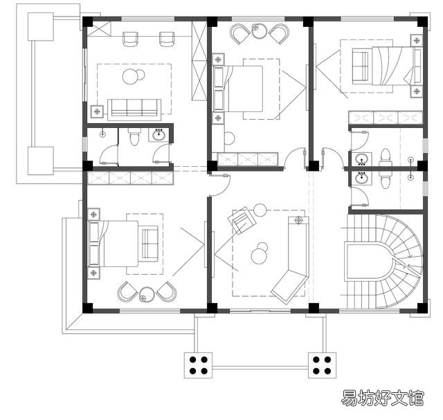 开间12米,进深12米,想建三层,一二楼大厅悬空,怎么设计方便实用?