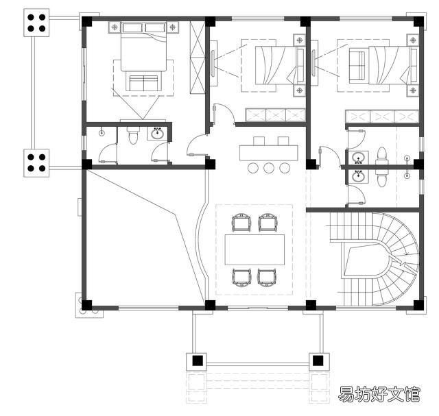 开间12米,进深12米,想建三层,一二楼大厅悬空,怎么设计方便实用?