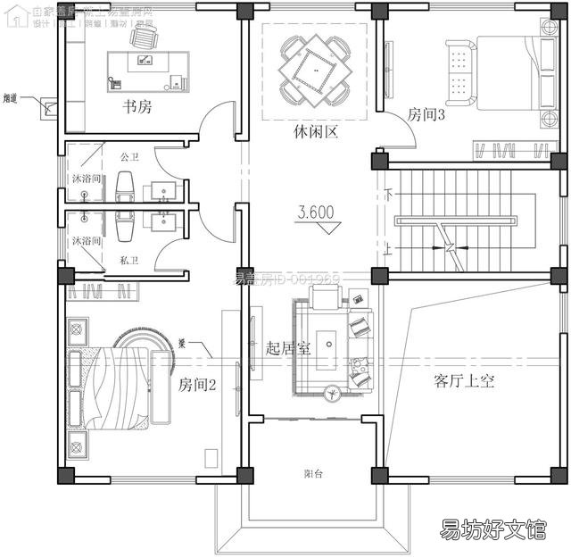 开间12米,进深12米,想建三层,一二楼大厅悬空,怎么设计方便实用?