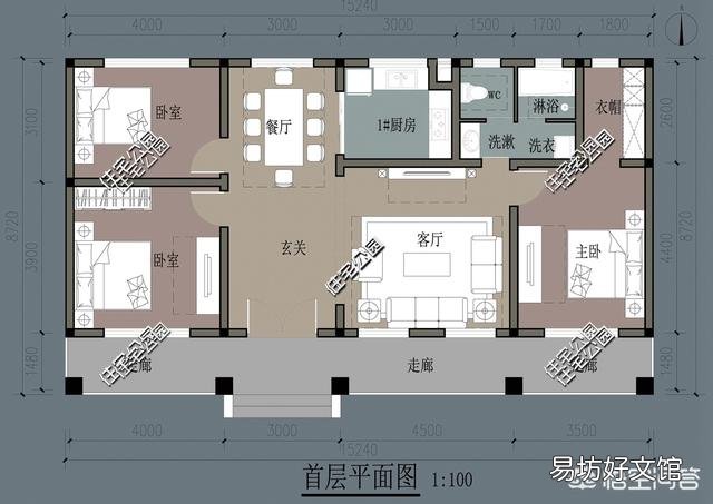 自建平房开间14米,进深8米,内部如何设计?