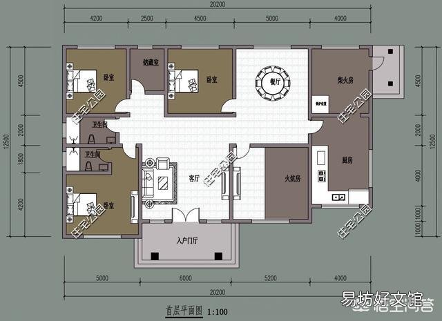 自建平房开间14米,进深8米,内部如何设计?
