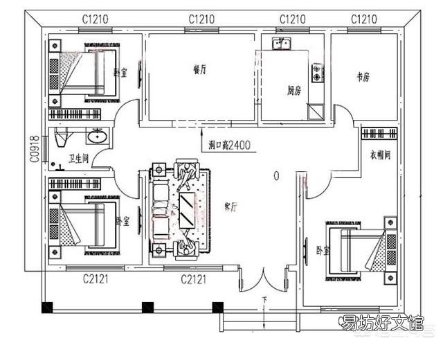 自建平房开间14米,进深8米,内部如何设计?