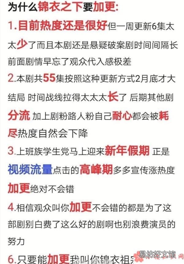 锦衣之下什么时候加更加更多少集 锦衣之下加更了吗