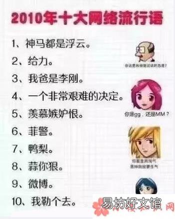 十年来流行语有哪些变化 十年网络流行语大全