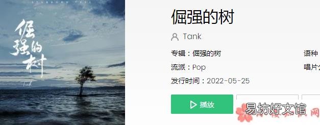 倔强的树歌词信息介绍 tank新歌《倔强的树》歌词是什么