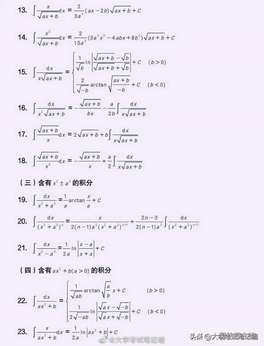 高中三角函数公式 定积分公式