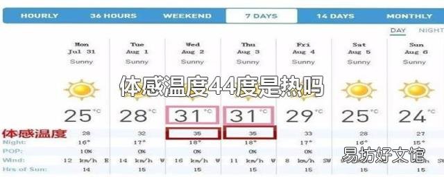 体感温度44度是热吗